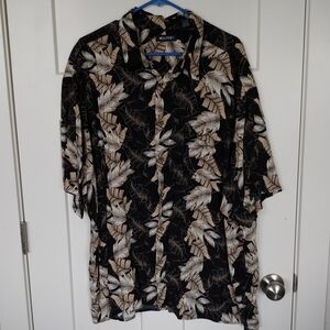 Puritan Black and Cream Leaf Pattern Shirt